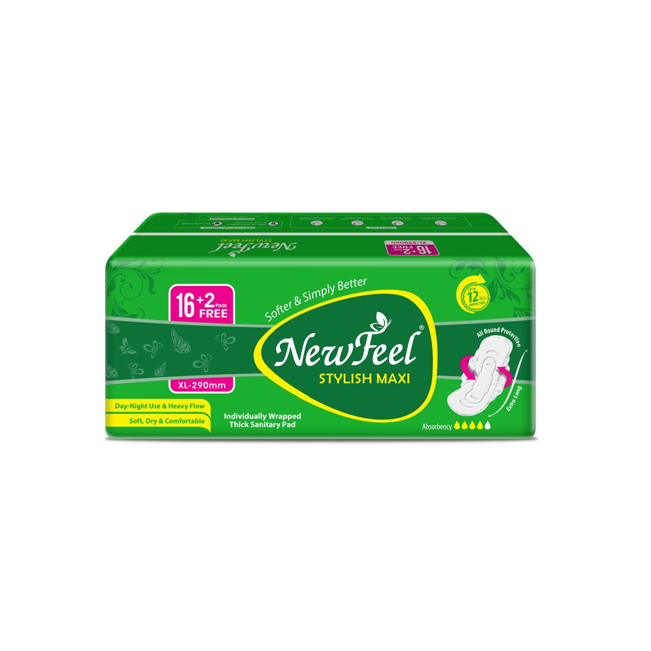 Stylish Maxi Cottony Soft Tri-Fold Pad XL 290mm Pack Of 18 Pcs