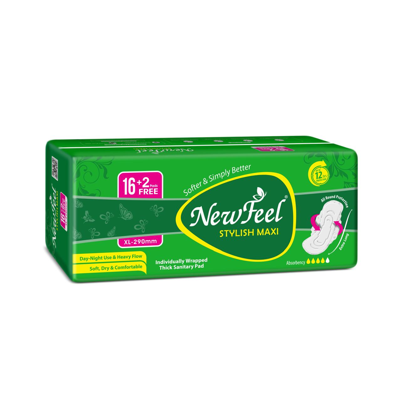 Stylish Maxi Cottony Soft Tri-Fold Pad XL 290mm Pack Of 18 Pcs_B