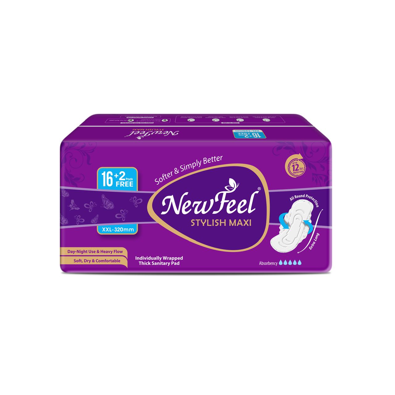 Stylish Maxi Cottony Soft Tri-Fold Pad XXL 320mm Pack Of 18 Pcs